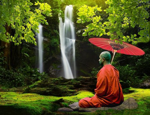 monk waterfall nature