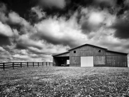 monochrome black and white country