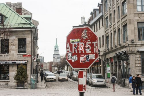 montreal stop sign vandalism
