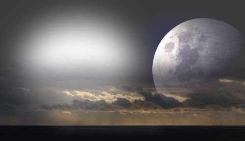 moon sea clouds