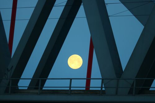 moon railway bridge morning