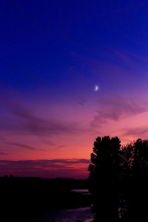 moon sunset starry sky