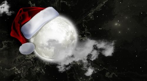 moon santa hat christmas