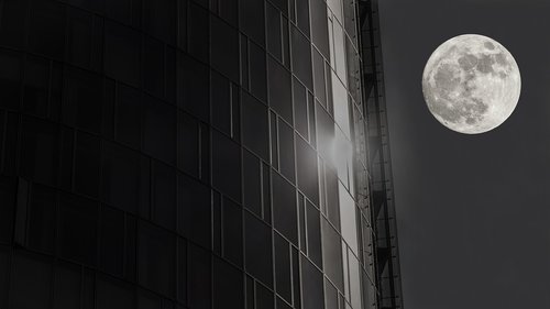 moon  skyscraper  reflection