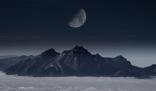 moon  mountain  sky