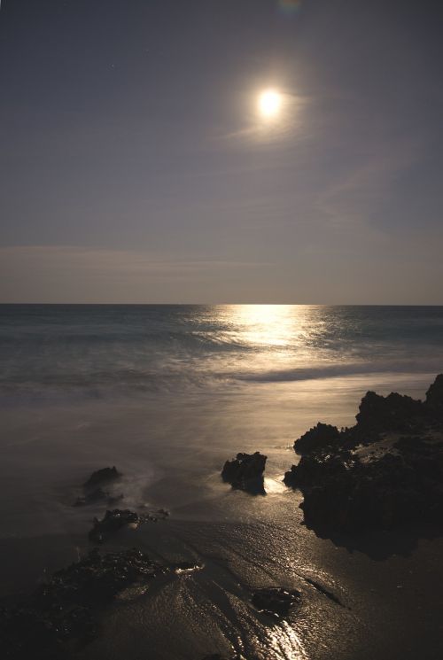 moon rise ocean beach