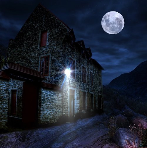 moonlight  house  night
