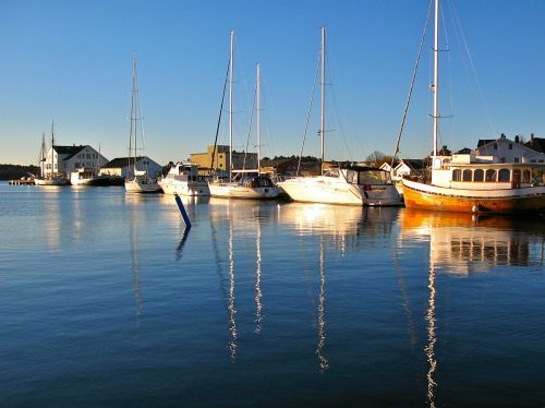 morning sun boats water