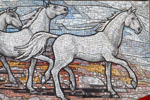 mosaic decoration horses