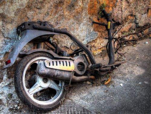 motorcycle abandoned remains