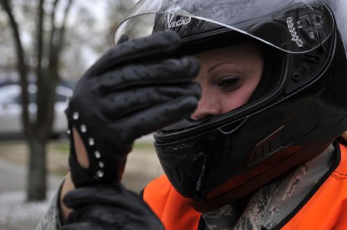 motorcyclist helmet gloves