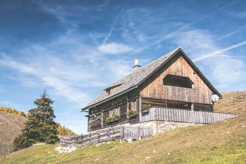 mountain chalet sky