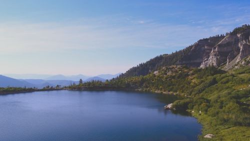 mountain hiking lake