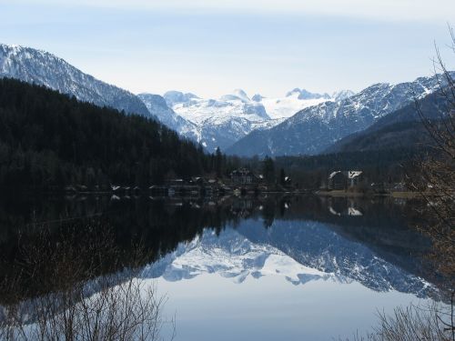 mountain lake mirroring