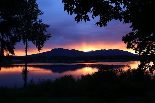mountain sunset lake