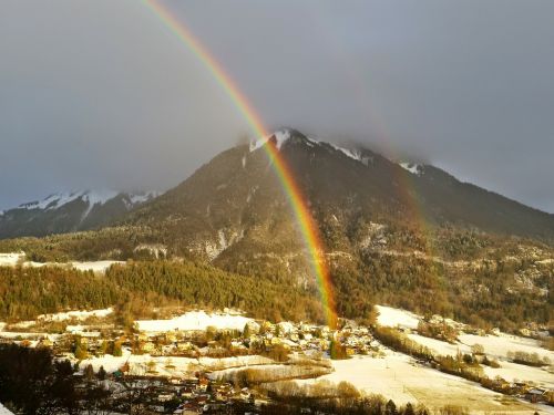 mountain rainbow landscape
