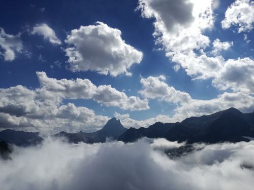 mountain panorama cloudy sky