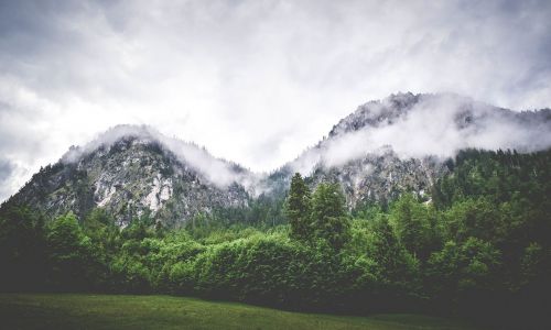 mountain valley clouds