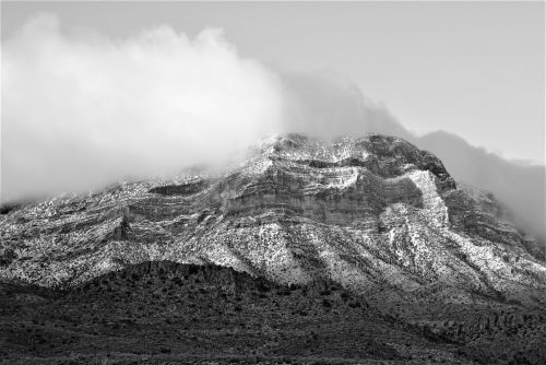 mountain snow black and white