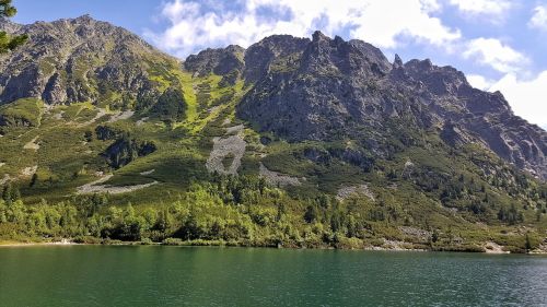 mountain clouds lake