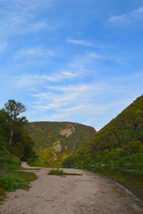 mountain river shore