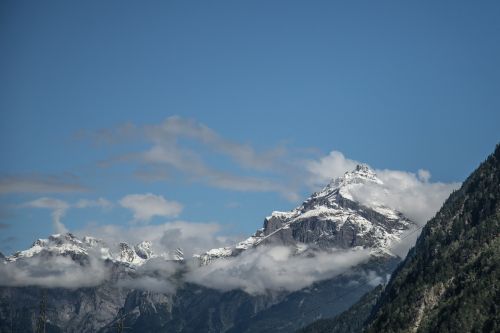 mountain snow blue sky