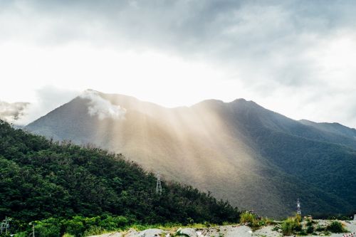 mountain sun tree