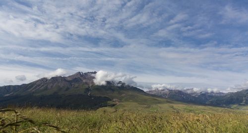 mountain white cloud blue sky