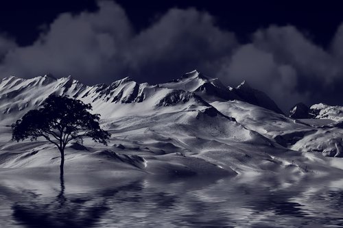 mountain  snow  night