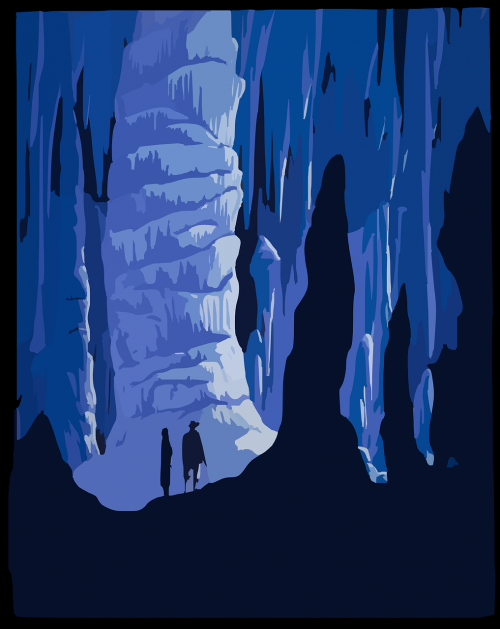 mountain blue cavern poster