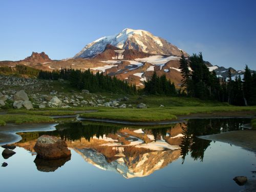 mountain reflection landscape