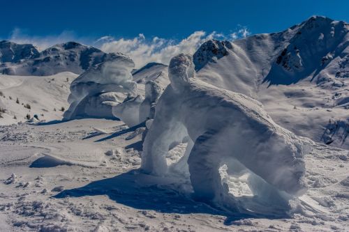 mountain snow statue