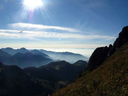 mountain airplane sky