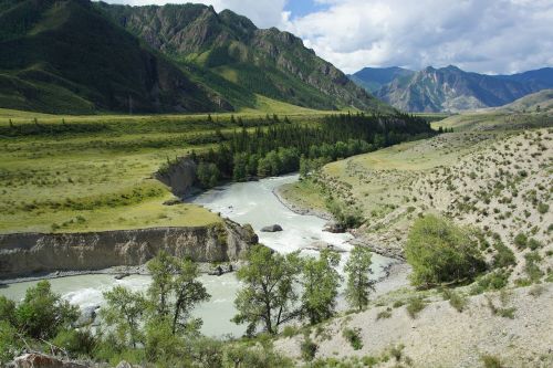 mountain altai river landscape
