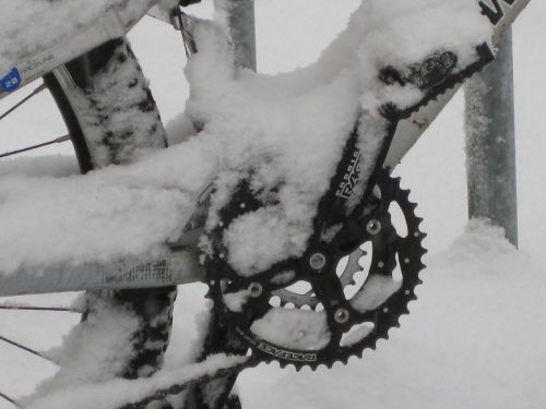 mountain bike bike snowed in