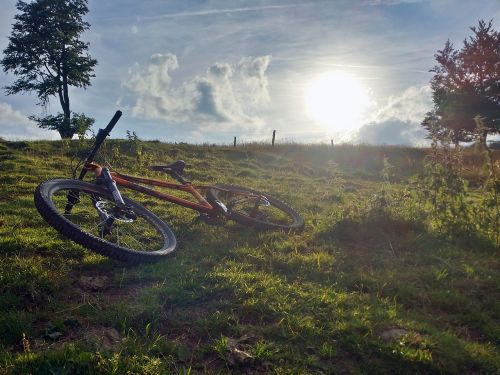 mountain biking prairie sunset