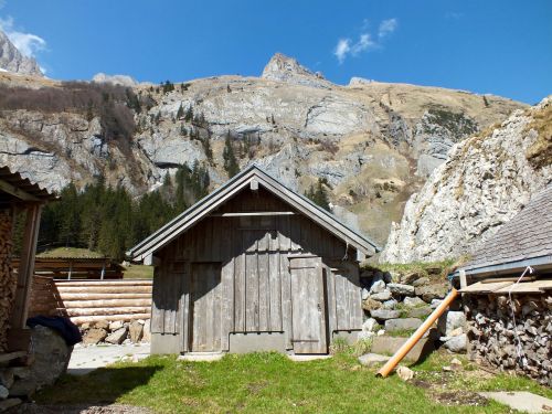 mountain hut spring alpine