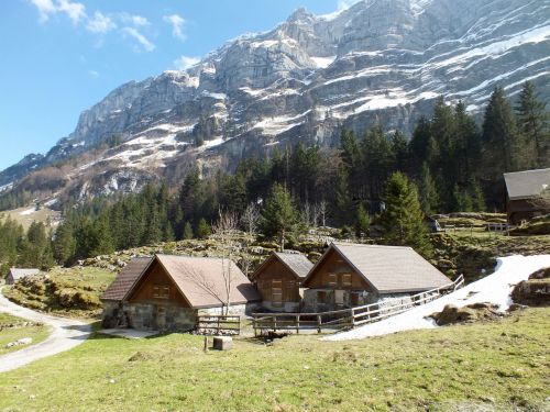 mountain hut spring alpine