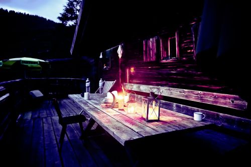 mountain hut hut evening alpine hut