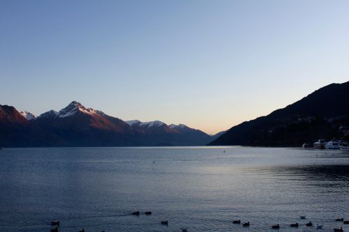 mountain lake sunset mountains lake