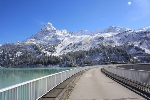 mountain lake  mountain reservoir  dam