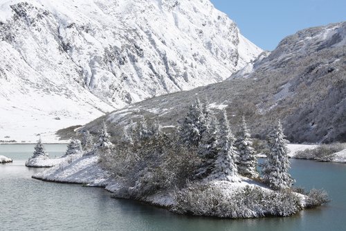 mountain lake  winter  island