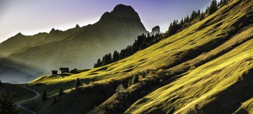 landscape mountains abendstimmung