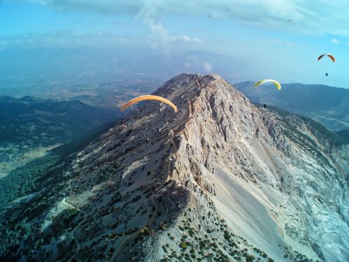 mountain range paragliding paraglider