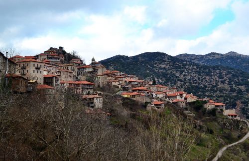 mountain village panorama greece dimitsana