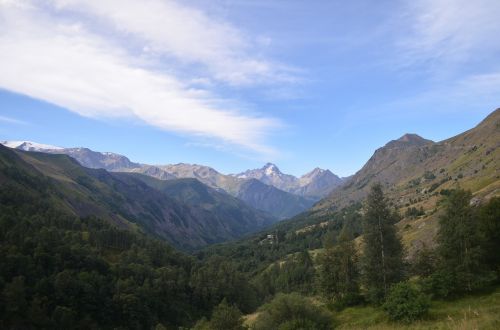 mountains valley sky