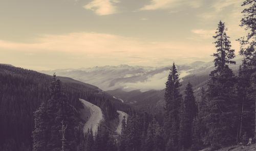 mountains sky misty