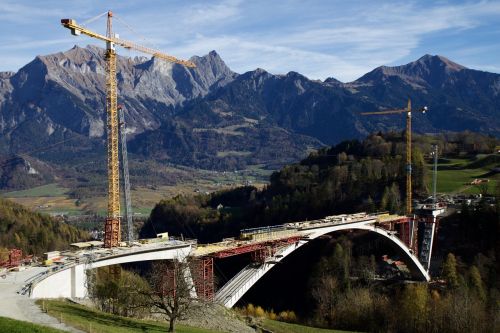 mountains bridge bridge building