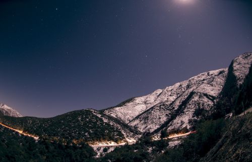 mountains stars night