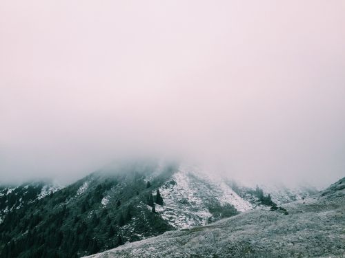 mountains fog nature